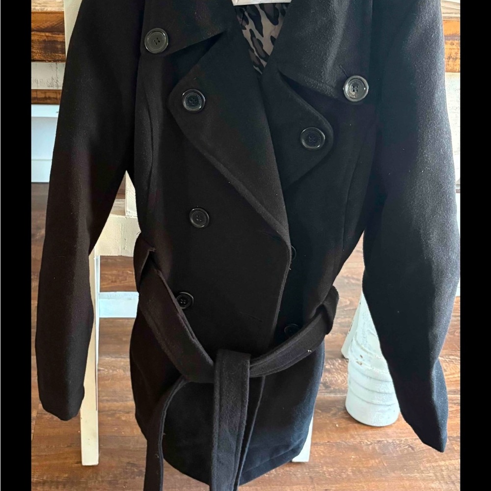 NWOT Elegant Black Double-Breasted Women's Coat